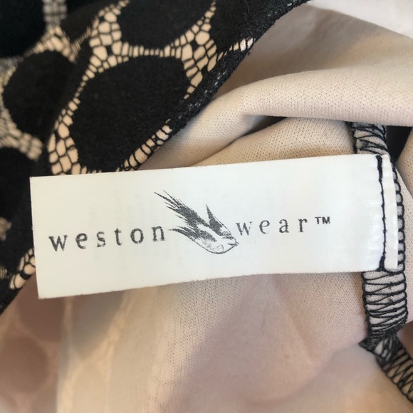 Anthropologie - Western Wear lace polka dot peplum top, tan and black, medium - Picture 5 of 7